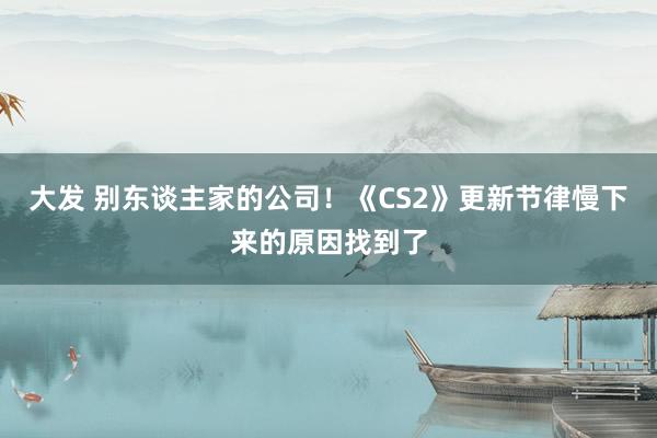 大发 别东谈主家的公司！《CS2》更新节律慢下来的原因找到了
