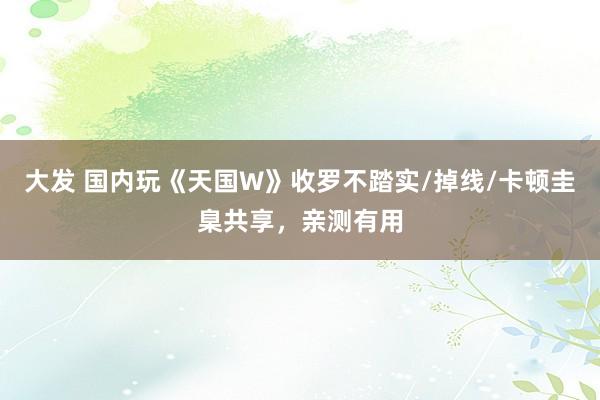 大发 国内玩《天国W》收罗不踏实/掉线/卡顿圭臬共享，亲测有用