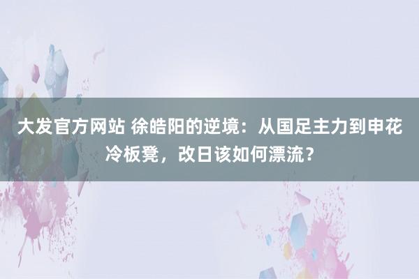大发官方网站 徐皓阳的逆境：从国足主力到申花冷板凳，改日该如何漂流？